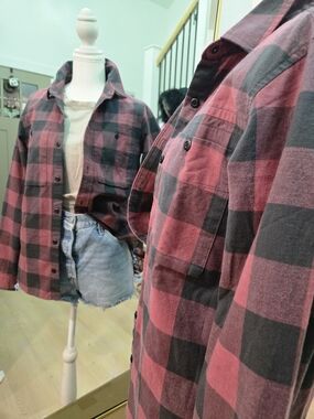 REI Co-op Buffalo Plaid Flannel Shirt Brick Red Black 100% Cotton Size S